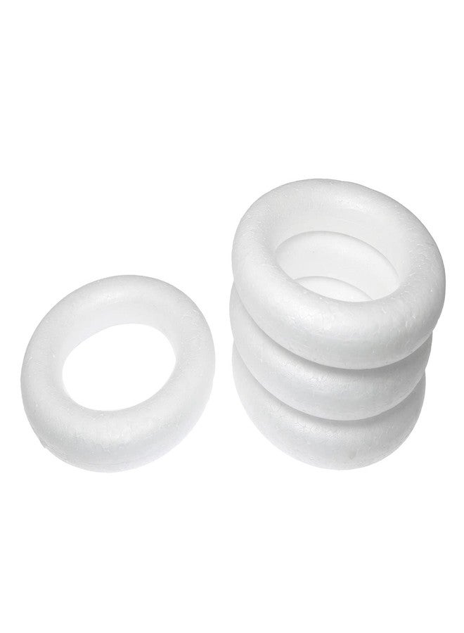 RLECS 4pcs Foam Wreath Foam Wreath Forms White Circles for Flower Projects, Christmas, Wedding, Home Decoration, OD 10CM/4in, ID 7.8CM/3in - Image 4